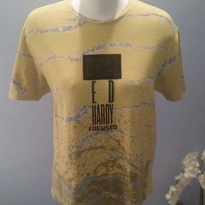 Ed Hardy yellow and grey t-shirt NWOT